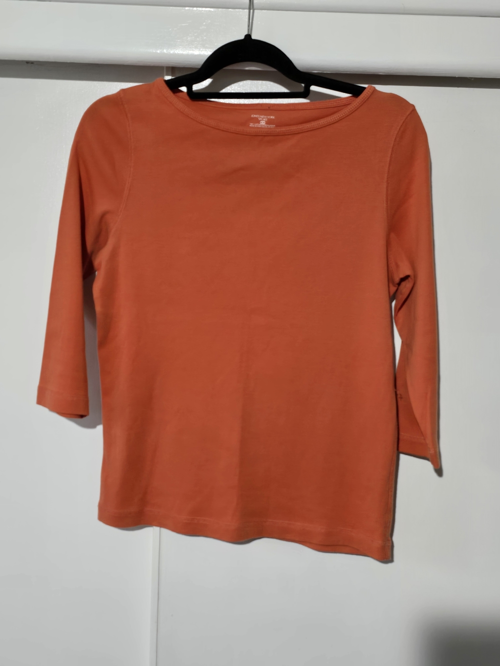 Jones New York Women's Orange 3/4 Sleeve Boatneck Top